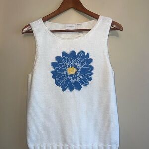 Liz Claiborne White Sleeveless 100% Cotton Sweater Vest Size Medium